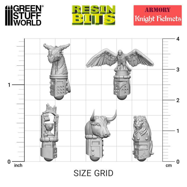 3D printed set - Old World Knight Helmets (Green Stuff World)