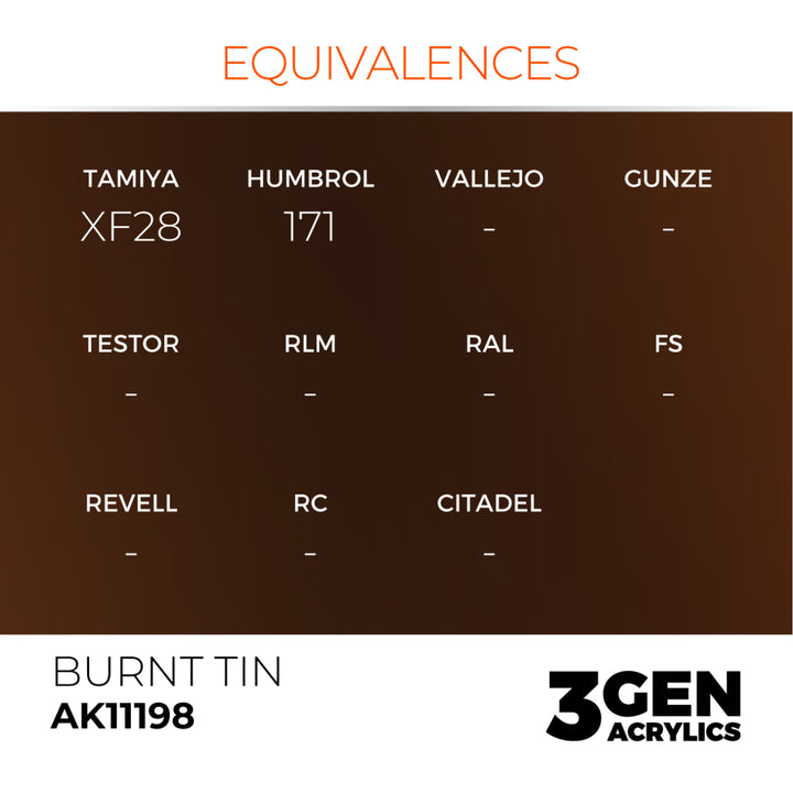 3GEN Acrylics: Burnt Tin – Metallic (AK Interactive) (AK11198)
