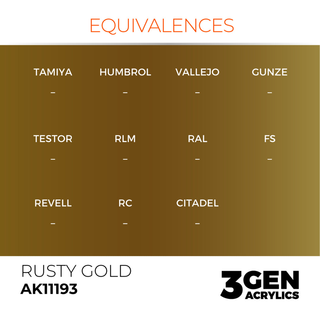 3GEN Acrylics: Rusty Gold – Metallic (AK Interactive) (AK11193)