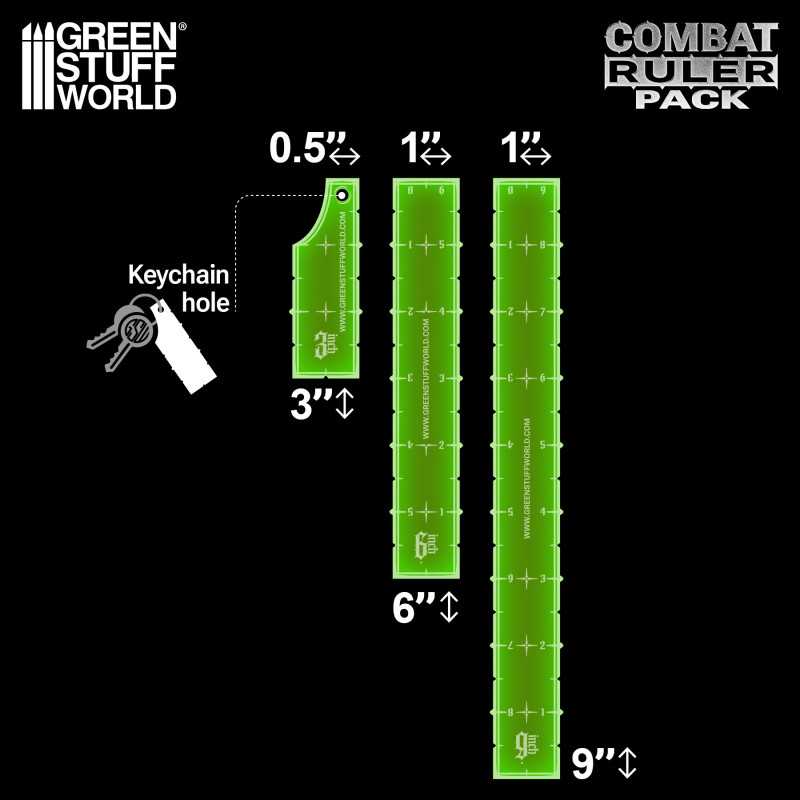 3-6-9 Combat Ruler Pack – Fluor Green (Green Stuff World)
