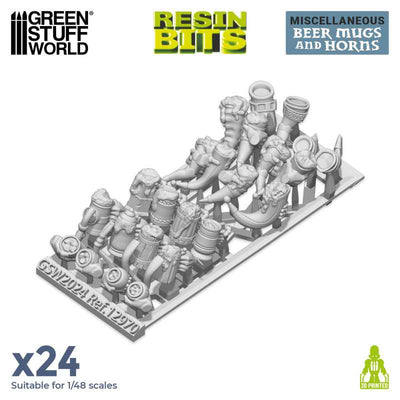 3D printed set - Beer Mugs and Horns (Green Stuff World)