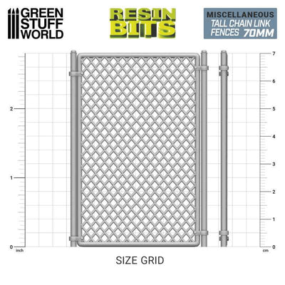 3D Printed set - Chain Link Fences 70mm (Green Stuff World)