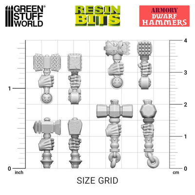 3D printed set - Dwarf Hammers (Green Stuff World)