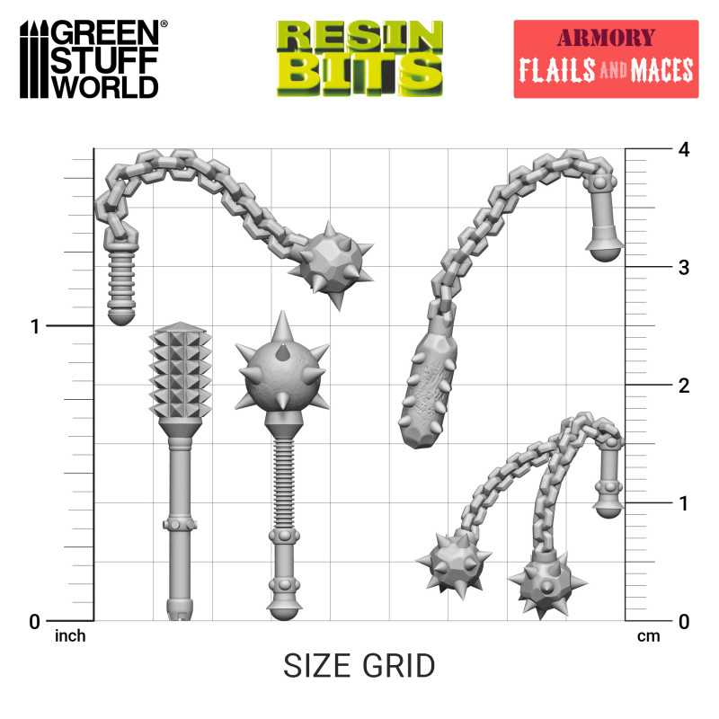 3D printed set - Flails and Maces (Green Stuff World)