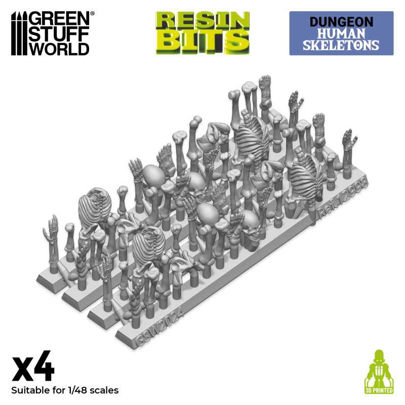 3D printed set - Human Skeletons 1:48 (Green Stuff World)