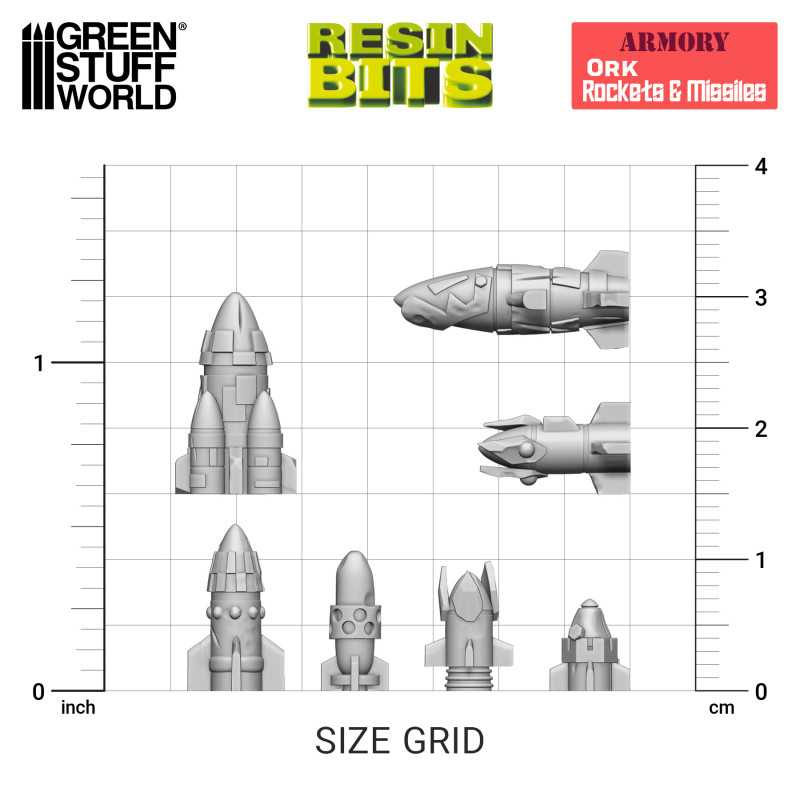 3D printed set: Ork Rockets and Missiles (Green Stuff World)