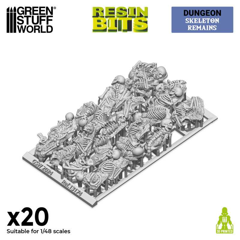 3D printed set - Skeleton Remains 1:48 (Green Stuff World)