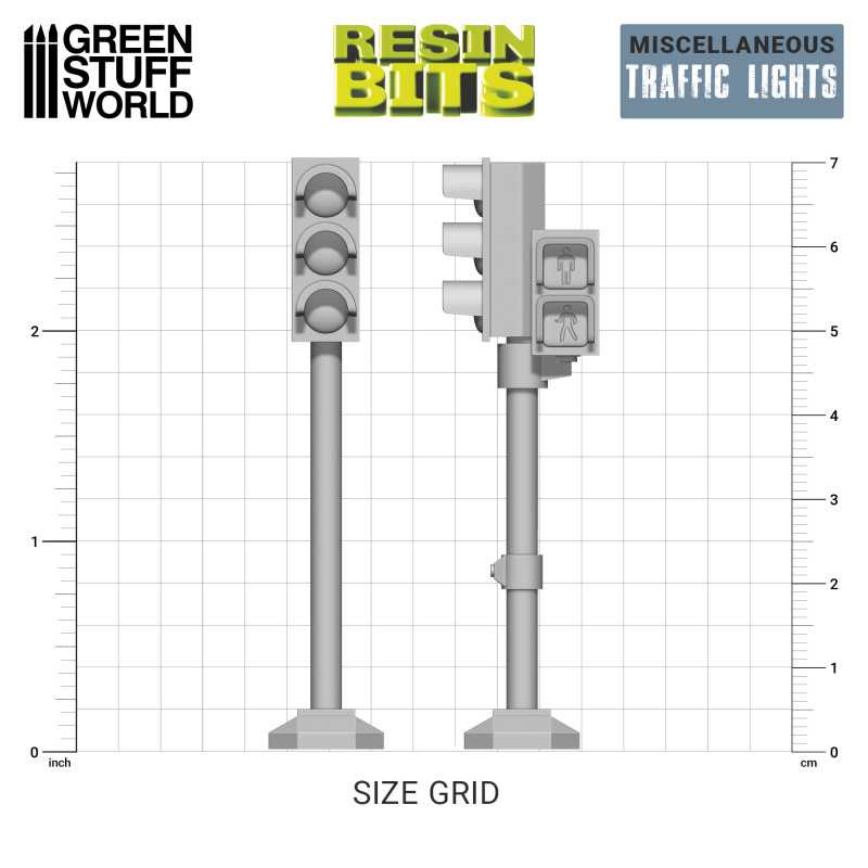 3D printed set - Traffic Lights 70mm (Green Stuff World)