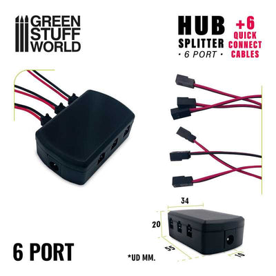 6-port HUB Splitter + 6 quick connect cables (Green Stuff World)