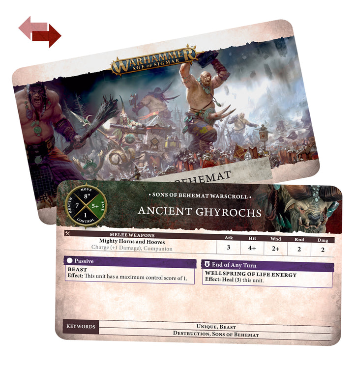 Warhammer Age of Sigmar: Sons of Behemat - Warscroll Cards