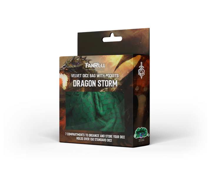 Velvet Dice Bag: Dragon Storm - Green