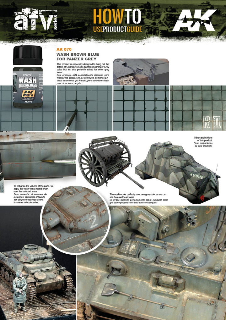Wash: Brown Blue for Panzer Grey Vehicles (AK Interactive) (AK070)