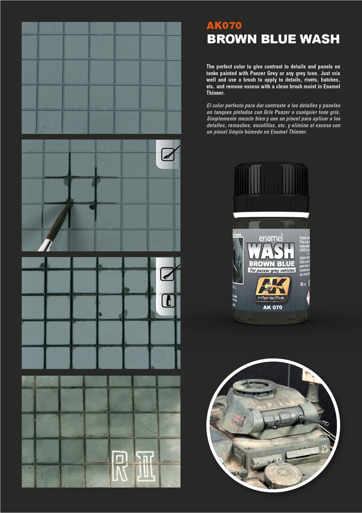 Wash: Brown Blue for Panzer Grey Vehicles (AK Interactive) (AK070)