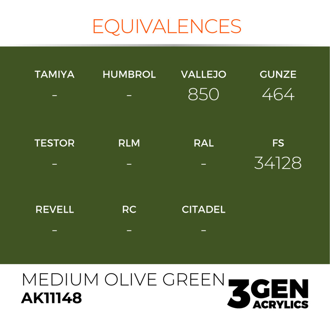 3GEN Acrylics: Medium Olive Green (AK Interactive) (AK11148)