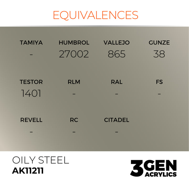 3GEN Acrylics: Oily Steel – Metallic (AK Interactive) (AK11211)