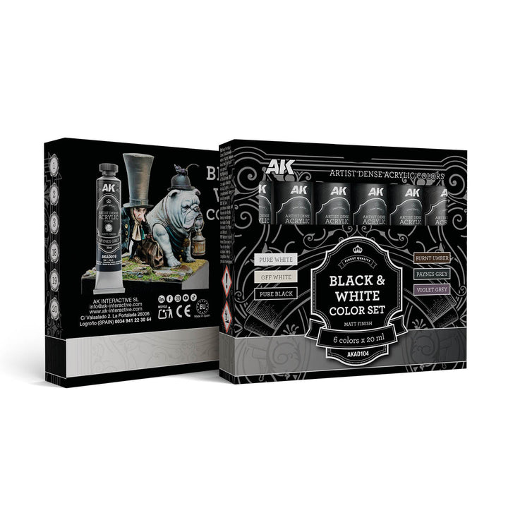 Black & White Color Set – Artistic Dense Acrylic Color (AK Interactive) (AKAD104)