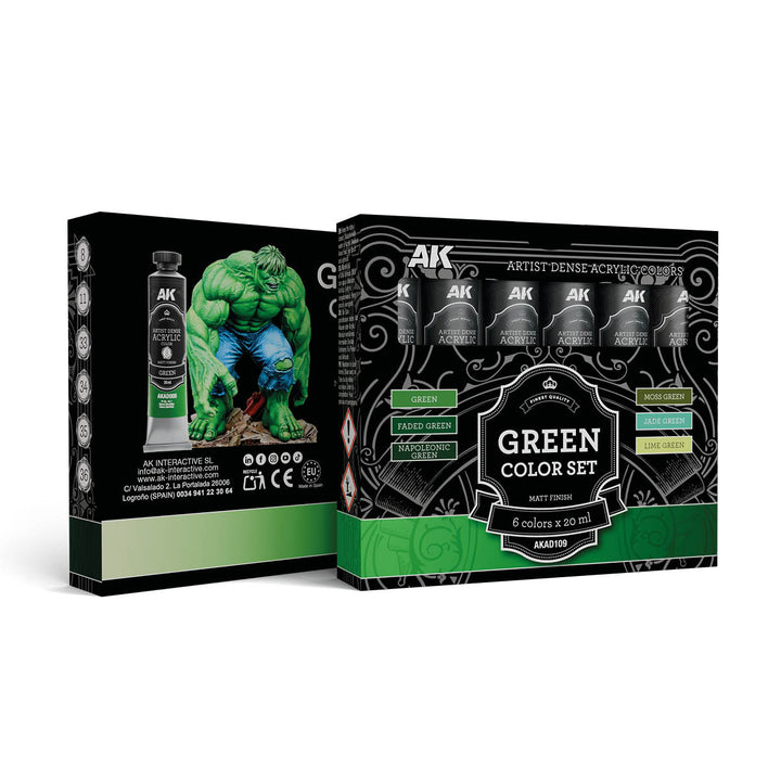 Green Color Set – Artistic Dense Acrylic Color (AK Interactive) (AKAD109)