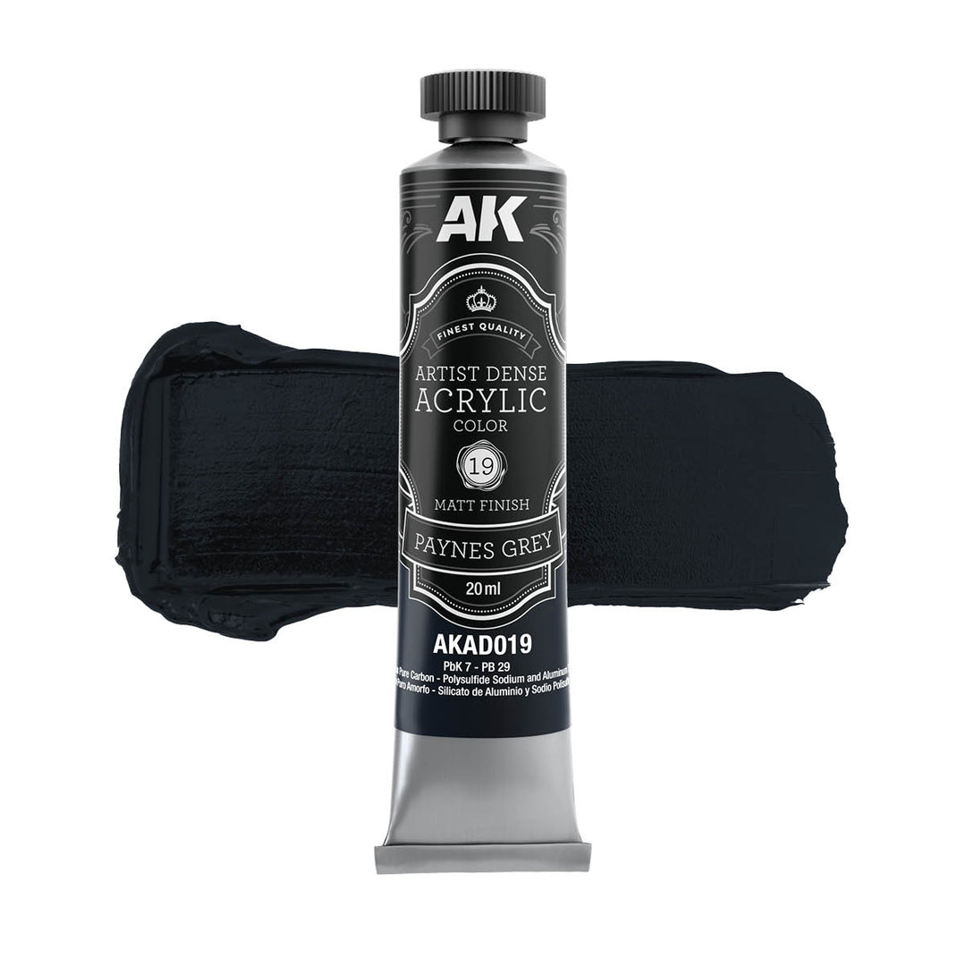 Black & White Color Set – Artistic Dense Acrylic Color (AK Interactive) (AKAD104)