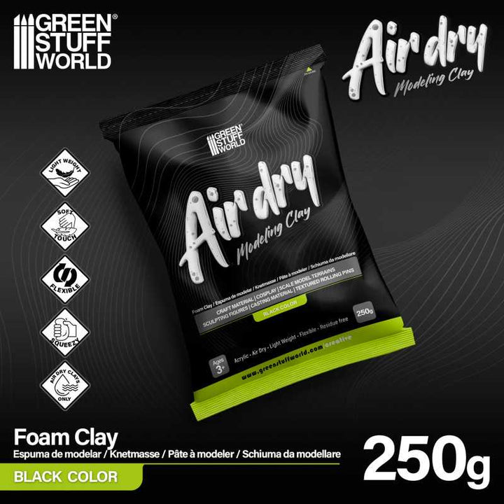 Air Dry Foam Clay 250gr. - Black (Green Stuff World)