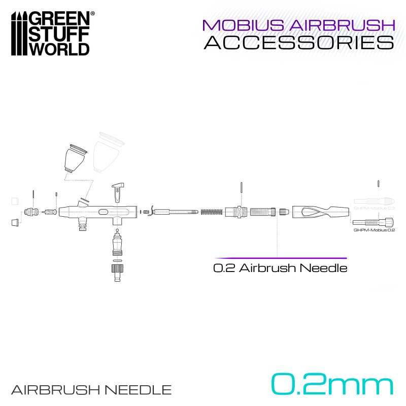 Airbrush Needle 0.2mm for Mobius Airbrush (Green Stuff World)