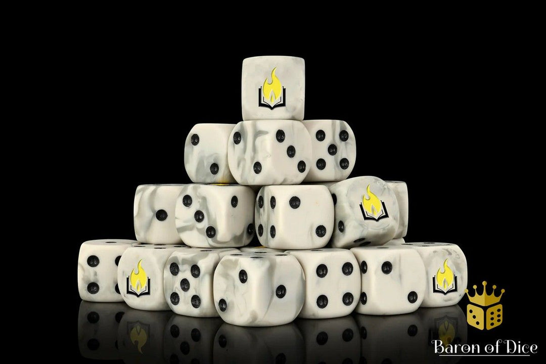 Flaming Book Dice Set (Round) - Baron of Dice
