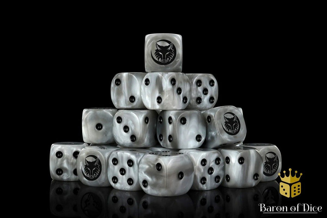 Howling Wolf Grey Shadow Dice Set (Round) - Baron of Dice