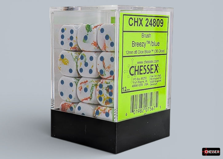 Brush Breezy/blue 12mm d6 Dice Block (36 dice) (Chessex) (24809)