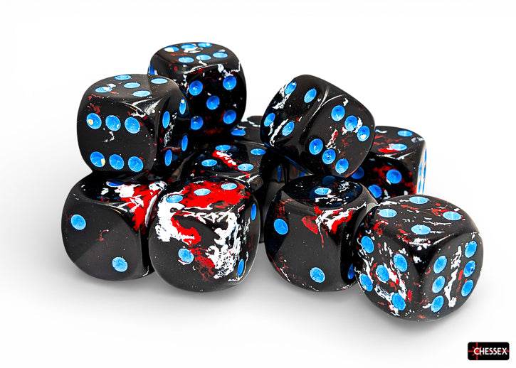 Brush Dark Side/blue 16mm d6 Dice Block (12 dice) (Chessex) (24608)