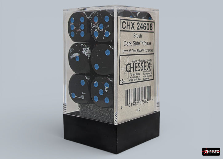 Brush Dark Side/blue 16mm d6 Dice Block (12 dice) (Chessex) (24608)