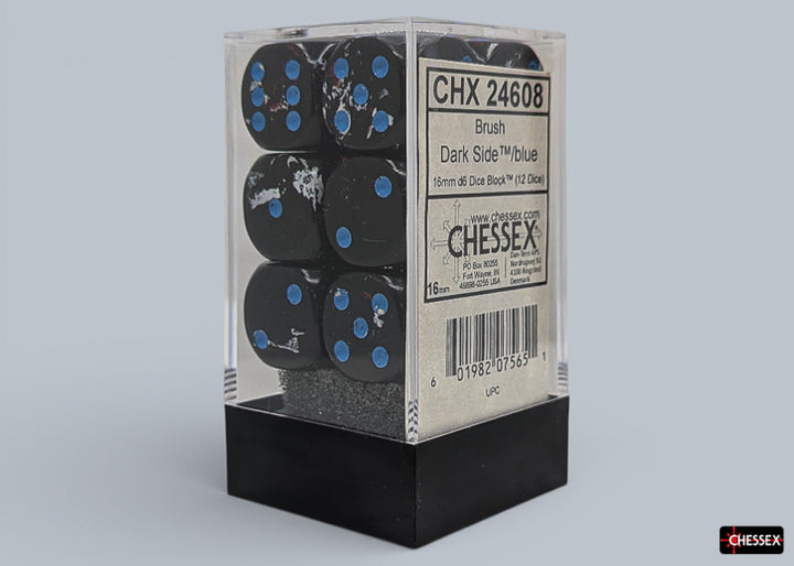 Brush Dark Side/blue 16mm d6 Dice Block (12 dice) (Chessex) (24608)