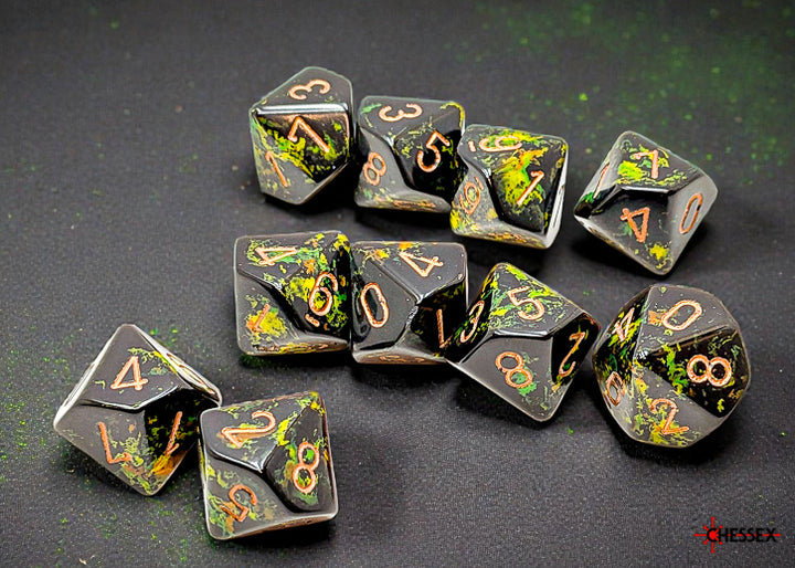 Brush Deep Forest/gold Set of Ten d10s (Chessex) (24205)