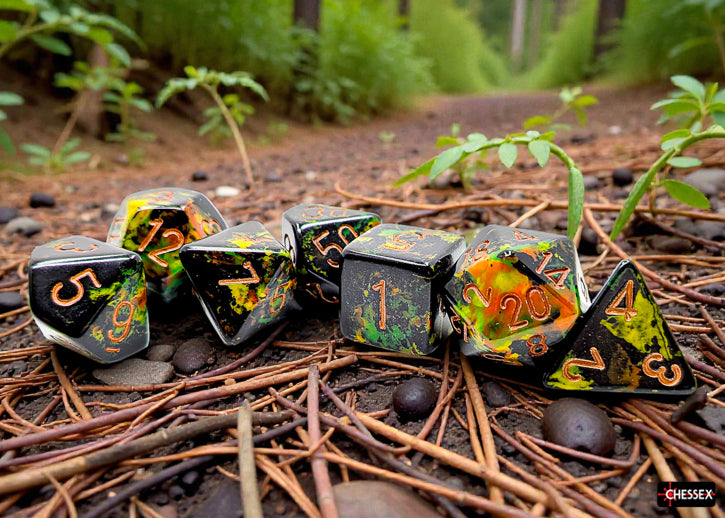 Brush Polyhedral Deep Forest/gold 7-Die Set (Chessex) (24405)