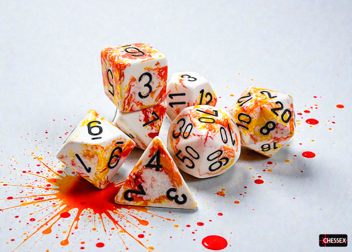 Brush Polyhedral Sunrise/black 7-Die Set (Chessex) (24403)