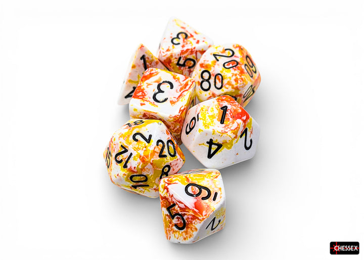 Brush Polyhedral Sunrise/black 7-Die Set (Chessex) (24403)
