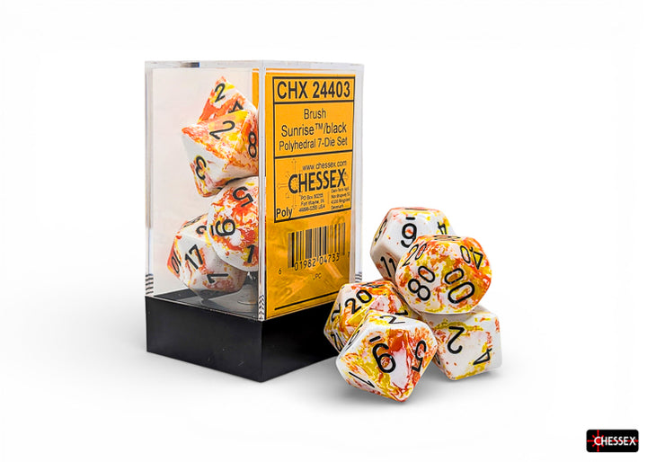 Brush Polyhedral Sunrise/black 7-Die Set (Chessex) (24403)