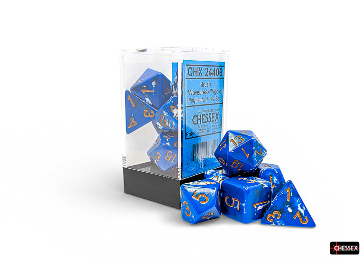 Brush Polyhedral Wavebreak/gold 7-Die Set (Chessex) (24406)