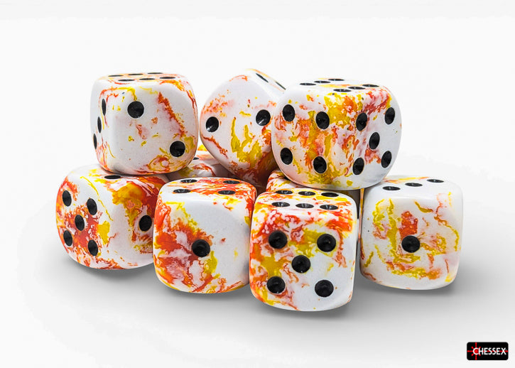 Brush Sunrise/black 16mm d6 Dice Block (12 dice) (Chessex) (24603)