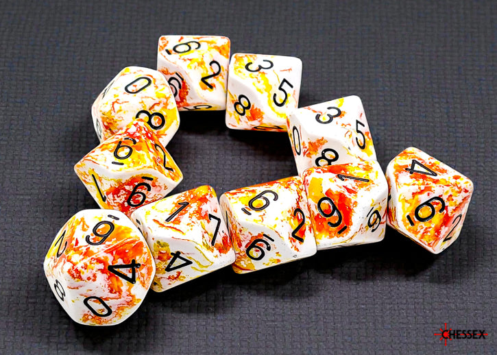 Brush Sunrise/black Set of Ten d10s (Chessex) (24203)