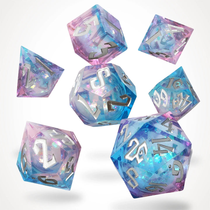 CritStones: Pink Ice Liquid Core RPG Dice Set