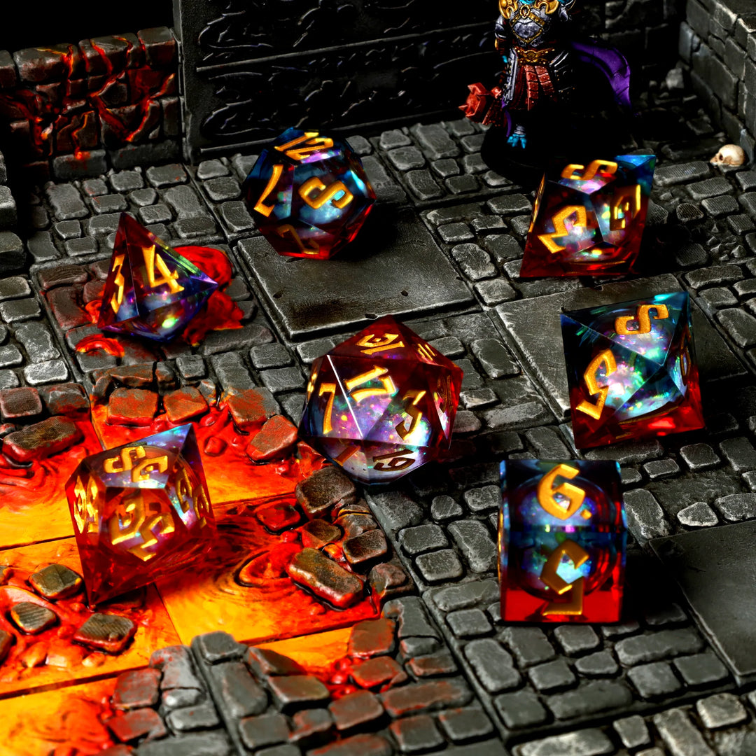 CritStones: Fire and Ice Liquid Core RPG Dice Set