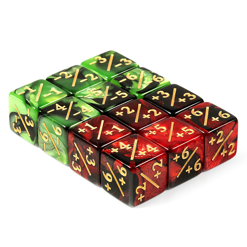 Positive/Negative Dice Counters Red/Green (12) (Dice Habit)