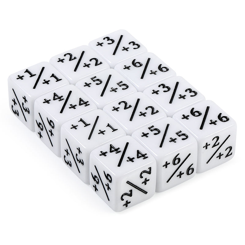 Positive/Negative Dice Counters White (12) (Dice Habit)