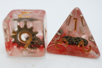 Red Swirl Ancient Gear RPG Dice Set (Foam Brain) (FBG2608)