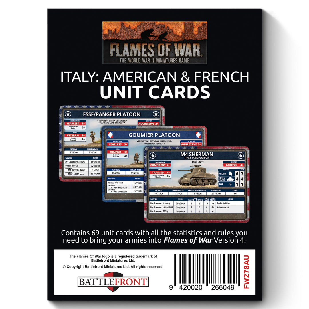 Flames of War: Liberation of Italy - American and French Unit Card Pack (69 cards) (FW278AU)