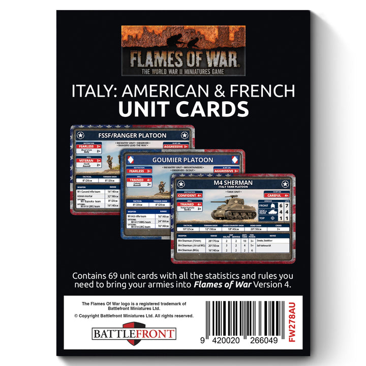 Flames of War: Liberation of Italy - American and French Unit Card Pack (69 cards) (FW278AU)