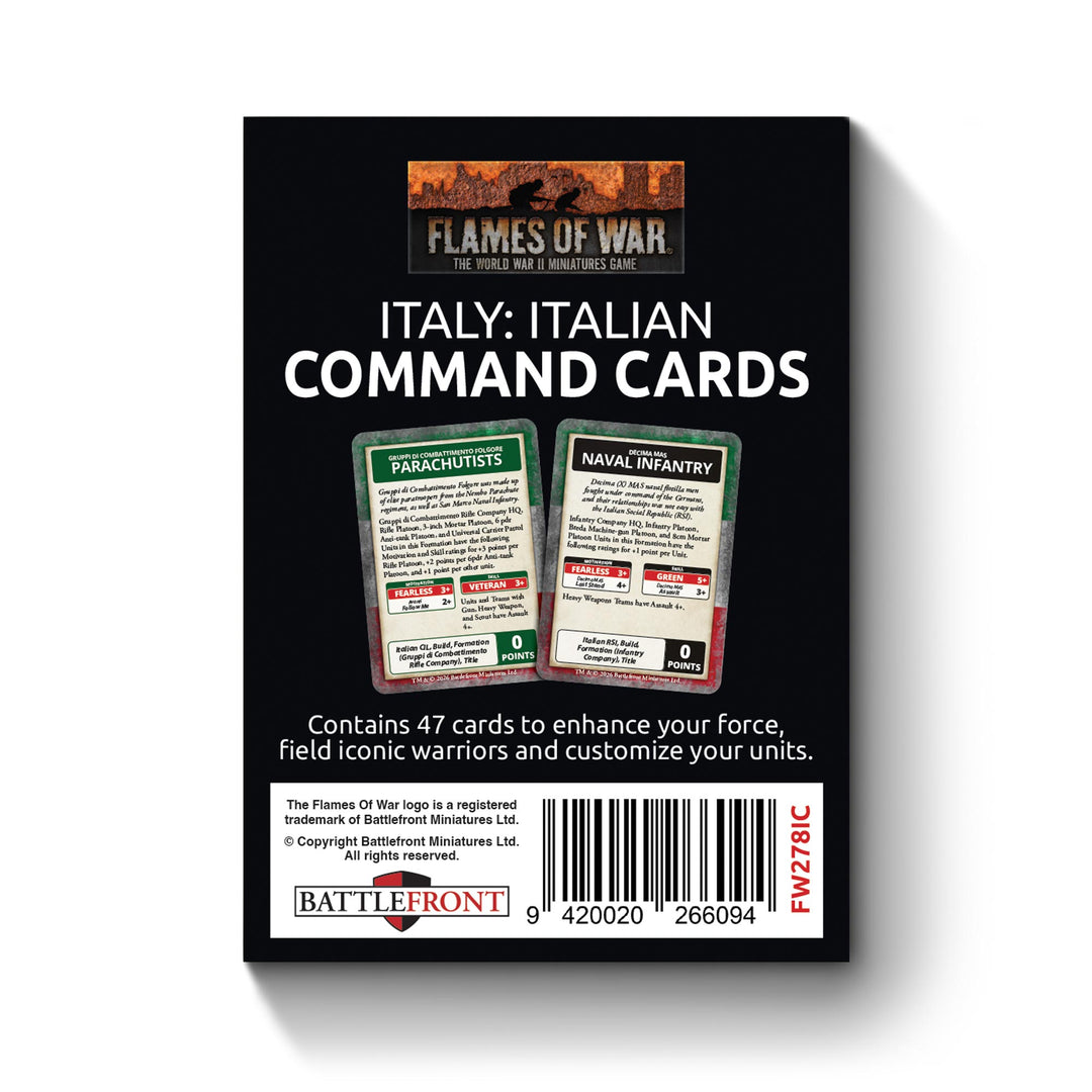 Flames of War: Liberation of Italy - Italian Command Card Pack (both sides) (47 cards) (FW278IC)