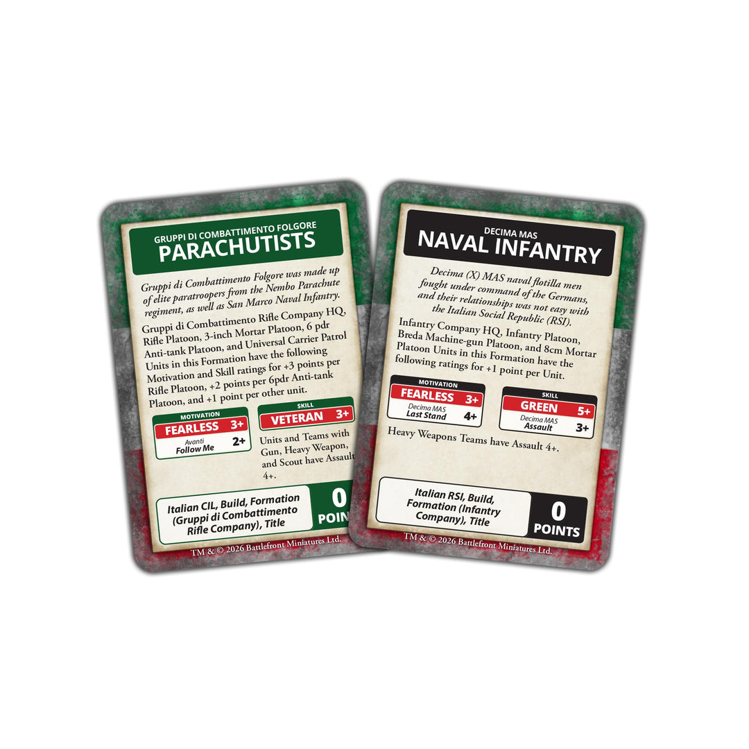 Flames of War: Liberation of Italy - Italian Command Card Pack (both sides) (47 cards) (FW278IC)