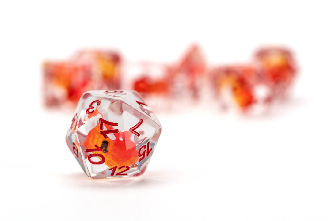 Dragon Storm Inclusion Resin Dice Set: Red Dragon (FanRoll)