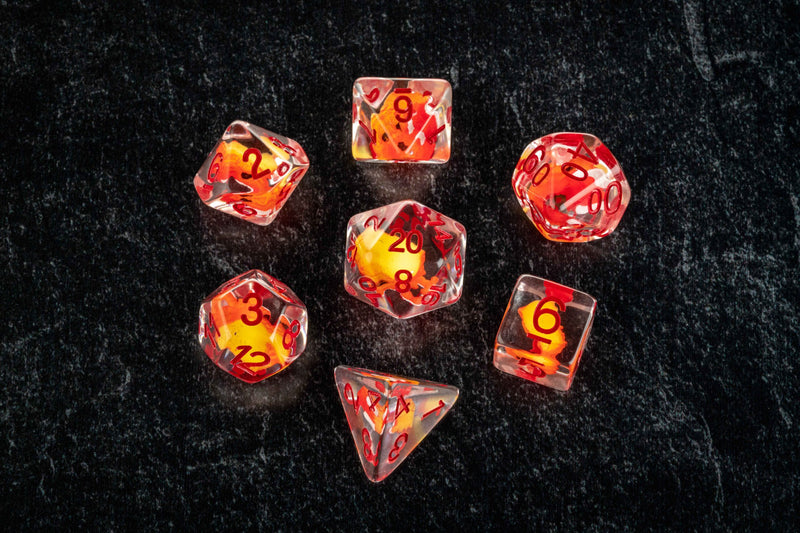 Dragon Storm Inclusion Resin Dice Set: Red Dragon (FanRoll)