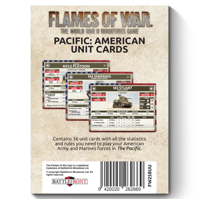 Flames of War: The Pacific - American Unit Cards (FW258UU)